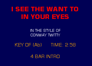 IN THE STYLE OF
CONWAY TWITW

KEY OF (Ab) TIME 258

4 BAR INTRO