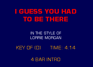 IN THE STYLE OF
LDRRIE MORGAN

KEY OF EDI TIME 414

4 BAR INTRO
