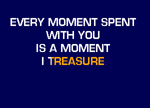 EVERY MOMENT SPENT
WITH YOU
IS A MOMENT
I TREASURE