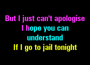 But I iust can't apologise
I hope you can

understand
If I go to jail tonight