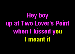 Hey boy
up at Two Lover's Point

when I kissed you
I meant it