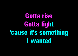 Gotta rise
Gotta fight

'cause it's something
I wanted