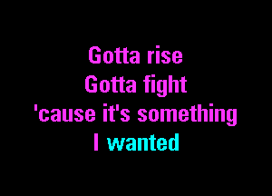 Gotta rise
Gotta fight

'cause it's something
I wanted