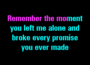 Remember the moment
you left me alone and
broke every promise
you ever made