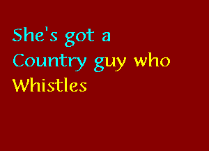 She's got a
Country guy who

Whistles