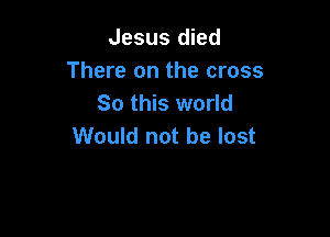 Jesus died
There on the cross
So this world

Would not be lost