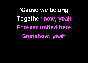 'Cause we belong
Together now, yeah
Forever united here

Somehow, yeah