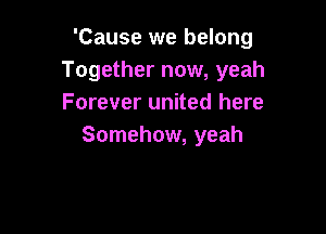 'Cause we belong
Together now, yeah
Forever united here

Somehow, yeah