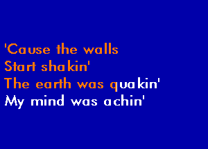 'Cause the walls
Start sha kin'

The earth was qua kin'
My mind was achin'