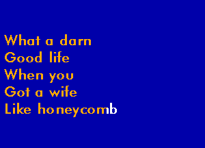 What a darn
Good life

When you
Got a wife
Like honeycomb
