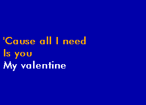 'Cause a I need

Is you
My valentine
