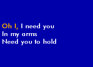 Oh I, I need you

In my arms

Need you to hold