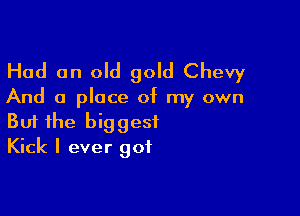 Had an old gold Chevy

And a place of my own

Buf the biggest
Kick I ever got