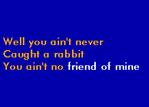 Well you ain't never

Caught a rabbit

You ain't no friend of mine