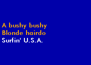 A bushy bushy

Blonde hairdo
Surfin' U.S.A.