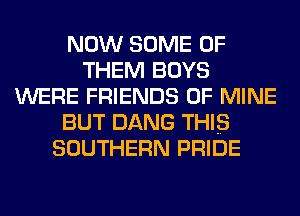 NOW SOME OF
THEM BOYS
WERE FRIENDS OF MINE
BUT DANG THIS
SOUTHERN PRIDE