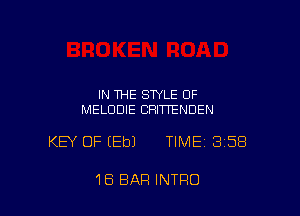 IN THE STYLE OF
MELUDIE CHIWENUEN

KEY OF (Eb) TIME 358

18 BAR INTRO