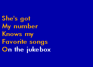 She's 901
My number

Knows my
Favorite songs

On the iuke box