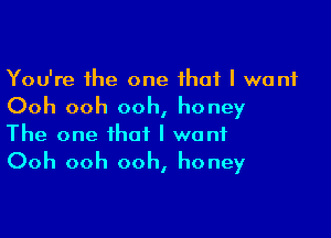 You're the one that I want
Ooh ooh ooh, honey

The one that I wont
Ooh ooh ooh, honey