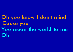 Oh you know I don't mind
'Cause you

You mean the world to me

Oh