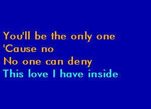 You'll be the only one
'Cause no

No one can deny
This love I have inside