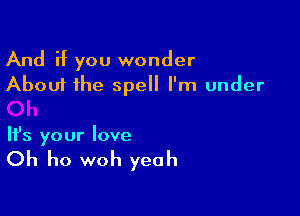 And if you wonder
About the spell I'm under

It's your love

Oh ho woh yeah