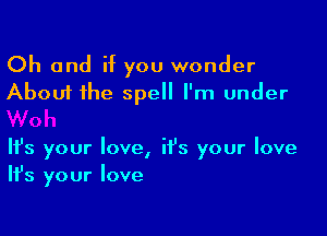 Oh and if you wonder
About the spell I'm under

It's your love, it's your love
Ifs your love