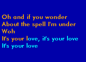 Oh and if you wonder
About the spell I'm under
Web

It's your love, it's your love
Ifs your love