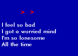 I feel so bad

I got a worried mind

I'm so lonesome
All the time