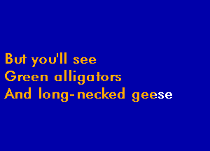 But you'll see

Green alligators
And Iong-necked geese