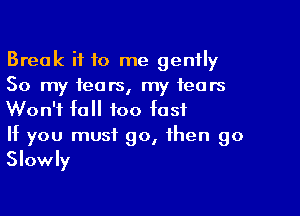 Break it to me gently
So my fears, my fears

Won't fall too fast
If you must go, then go
Slowly