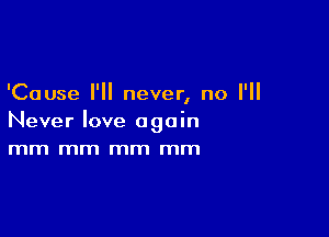 'Cause I'll never, no I'll

Never love again
mm mm mm mm