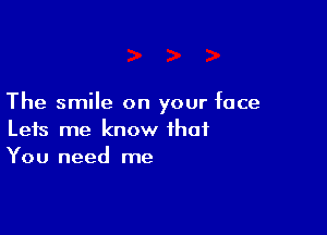 The smile on your face

Lets me know that
You need me