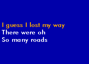 I guess I lost my way

There were oh
So many roads