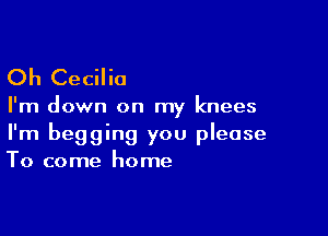 Oh Cecilia

I'm down on my knees

I'm begging you please
To come home