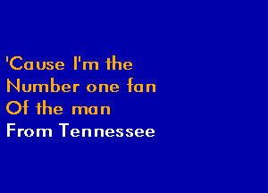 'Cause I'm 1he
Number one fan

Of the ma n

From Tennessee