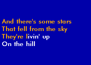 And there's some stars

Thai fell from the sky

They're livin' up
On the hill