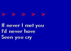 If never I met you
I'd never have
Seen you cry