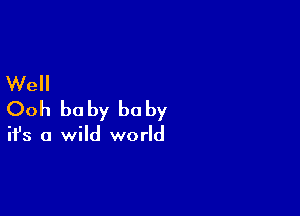 Well

Ooh be by he by

it's a wild world