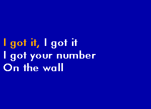 I got it, I got it

I got your number

On the wall