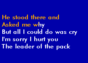 He stood 1here 0nd
Asked me why

But all I could do was cry
I'm sorry I hurt you
The leader of the pack