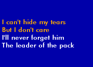 I can't hide my tears
But I don't care

I'll never forget him

The leader of the pack