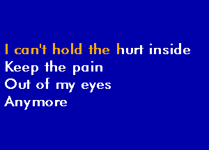 I can't hold 1he hurt inside
Keep the pain

Ouf of my eyes
Anymore