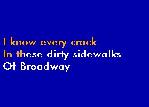 I know every crack

In these dirty sidewalks
Of Broadway