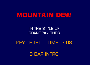 IN THE STYLE 0F
GRANDPA JONES

KEY OFEEIJ TIME 3108

8 BAR INTRO