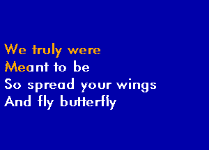 We truly were
Mea nf to be

So spread your wings

And Hy butterfly
