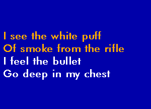 I see the white putt
Ot smoke trom the ritle

I feel the bullet
(30 deep in my chest