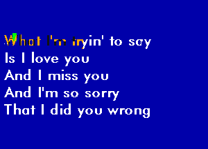 What r u'ryin' to soy
Is I love you

And I miss you
And I'm so sorry
That I did you wrong