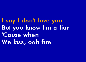 I say I don't love you
But you know I'm a liar

'Ca use when

We kiss, ooh fire