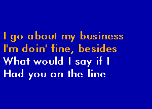 I go about my business
I'm doin' fine, besides

What would I say if I

Had you on the line